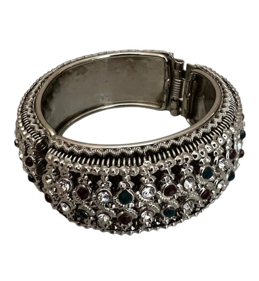 Silver Tone Bangle with Rhinestones