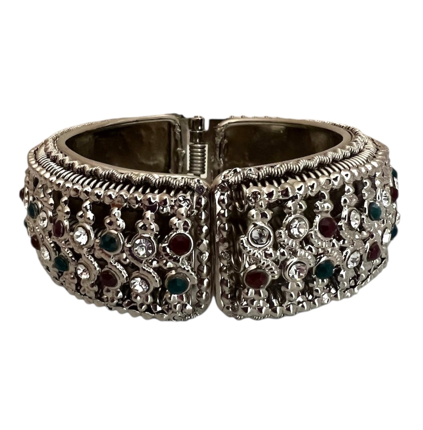 Silver Tone Bangle with Rhinestones
