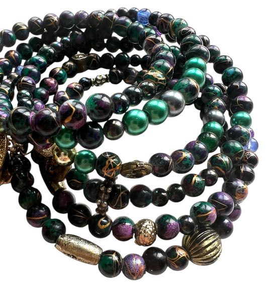 Multi Wrap Beaded Bracelet With Charms