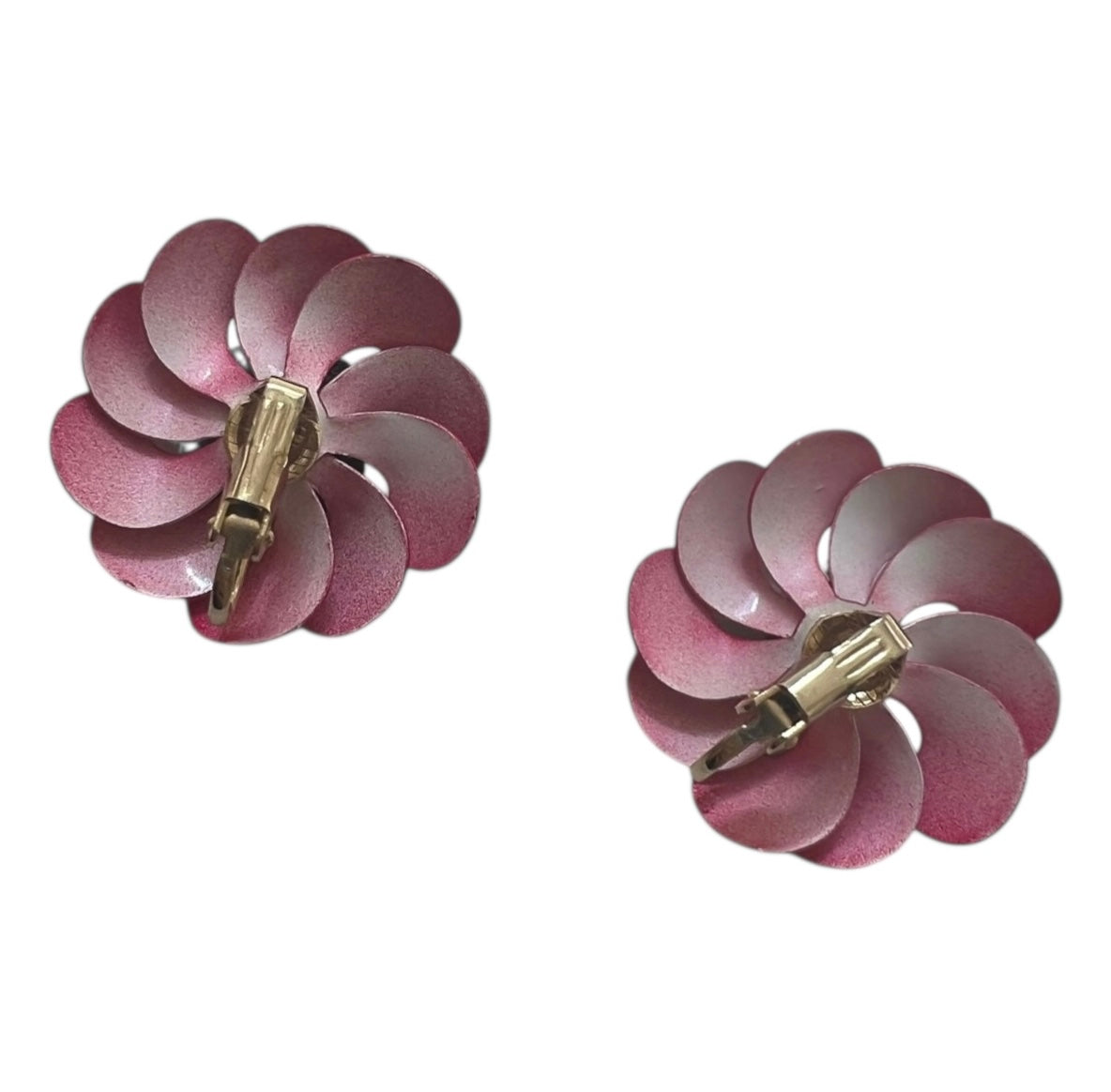 3D Red Flower Clip On Earrings