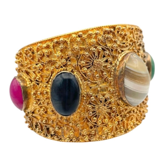 1980's Multi Coloured Cabochons Cuff