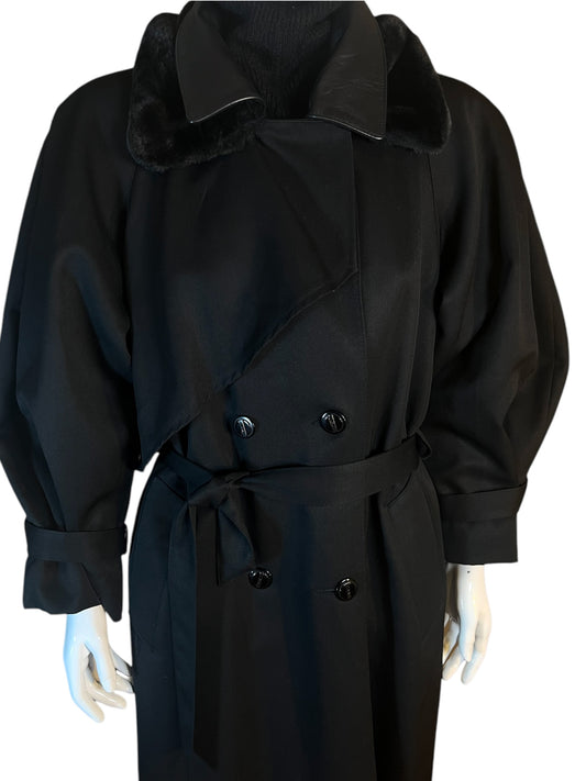 1980's Braemar by Diana Charles Maxi Black Overcoat