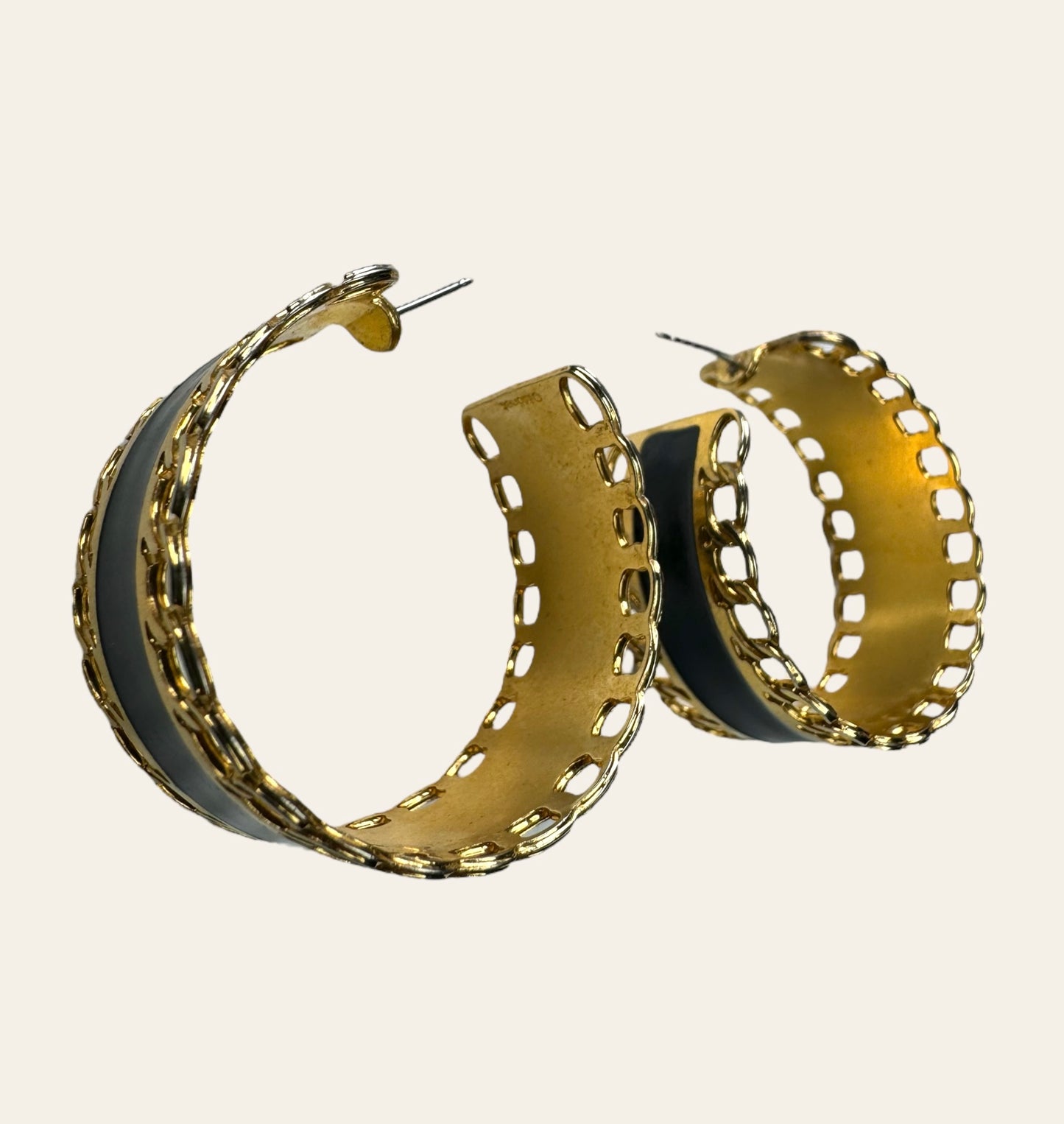 Large Monet Hoop Pierced Earrings