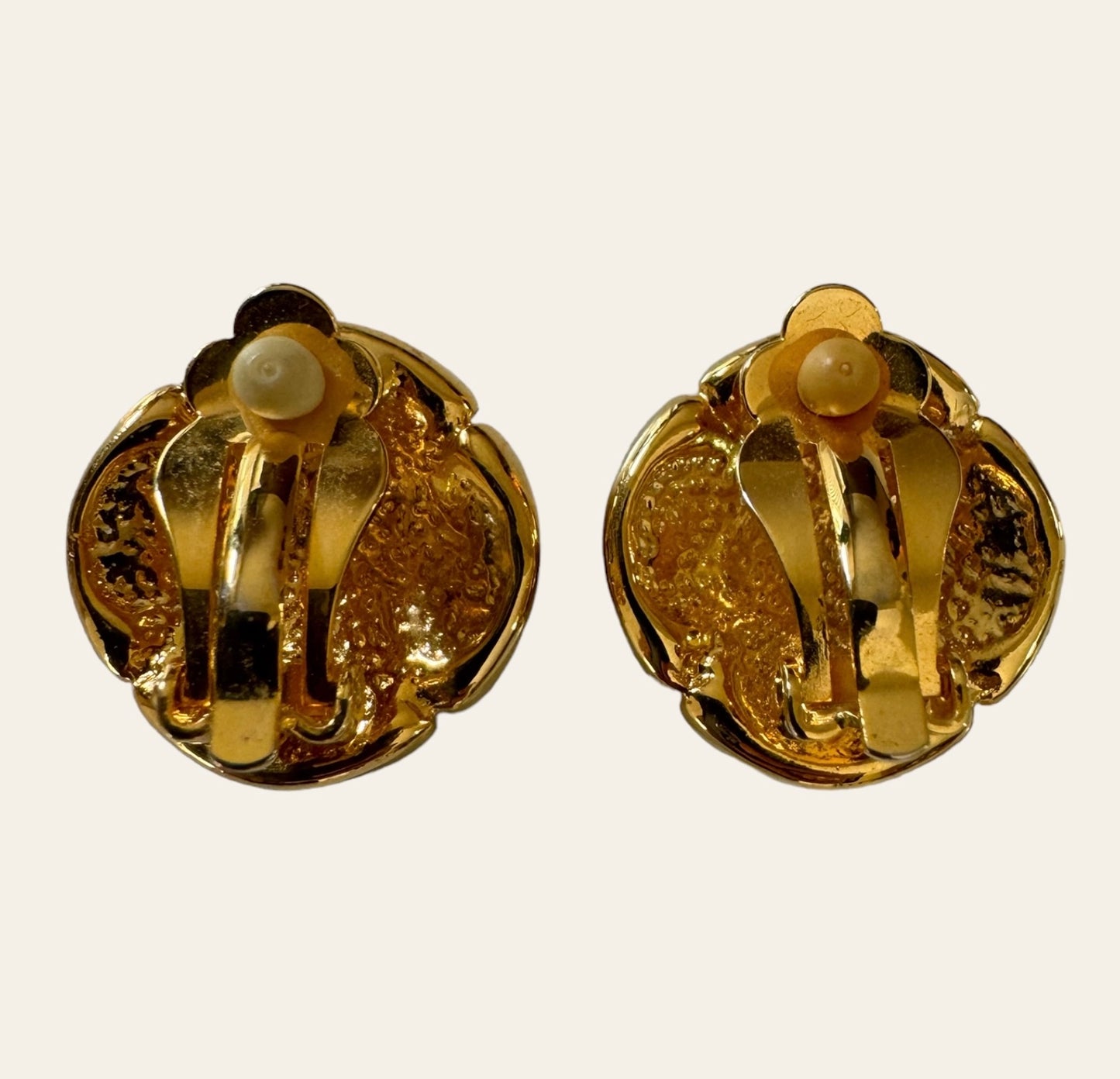1980's Gold Tone Multitone Clip On Earrings