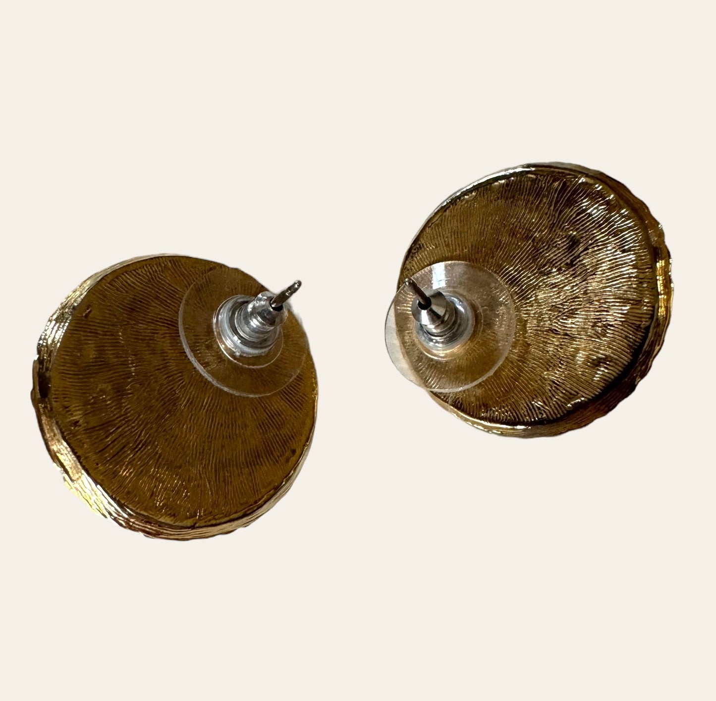 Black Enamel And Pearl Button Pierced Earrings