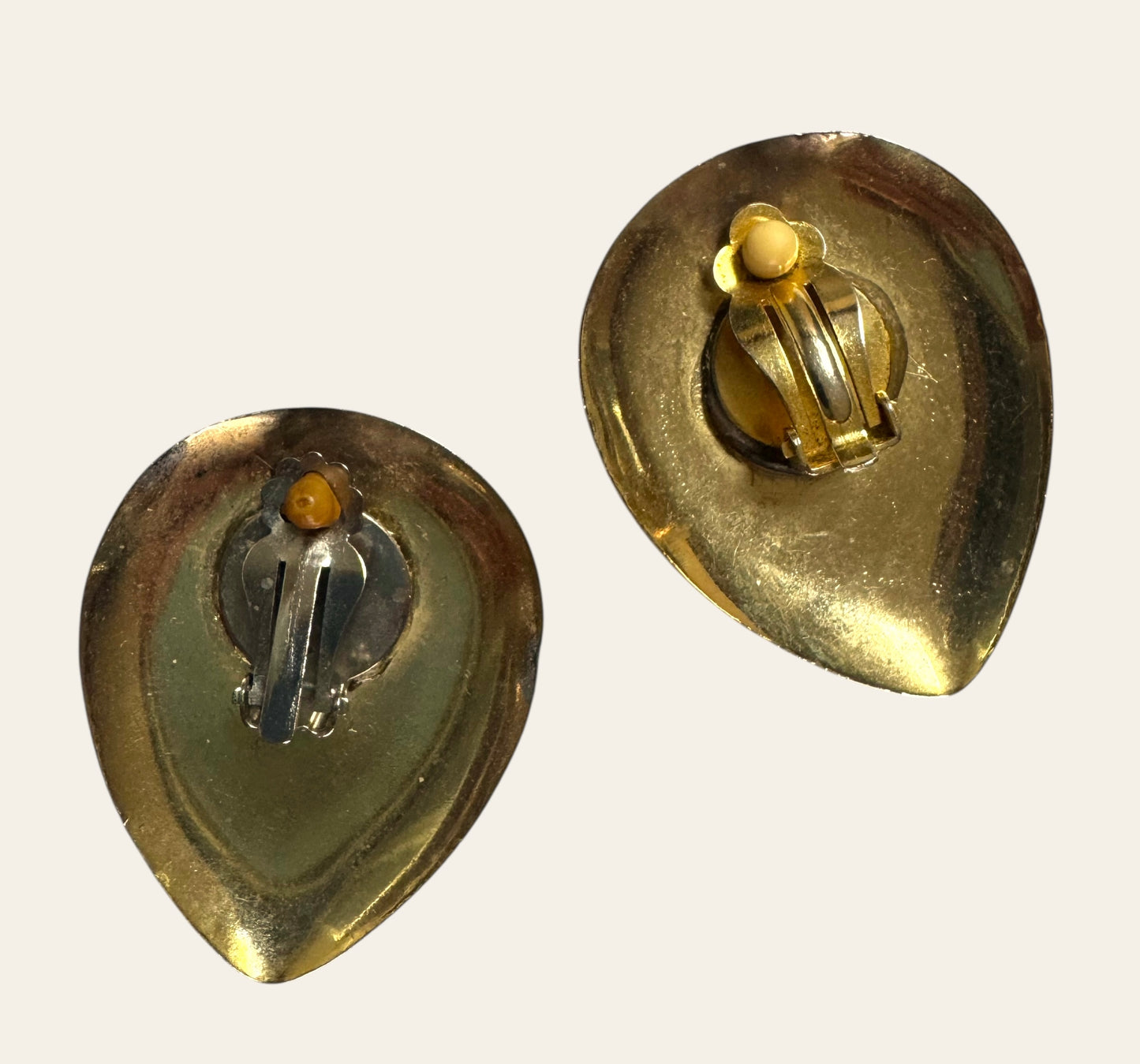 Large 1980s Purple Lucite & Gold Tone Clip On Earrings
