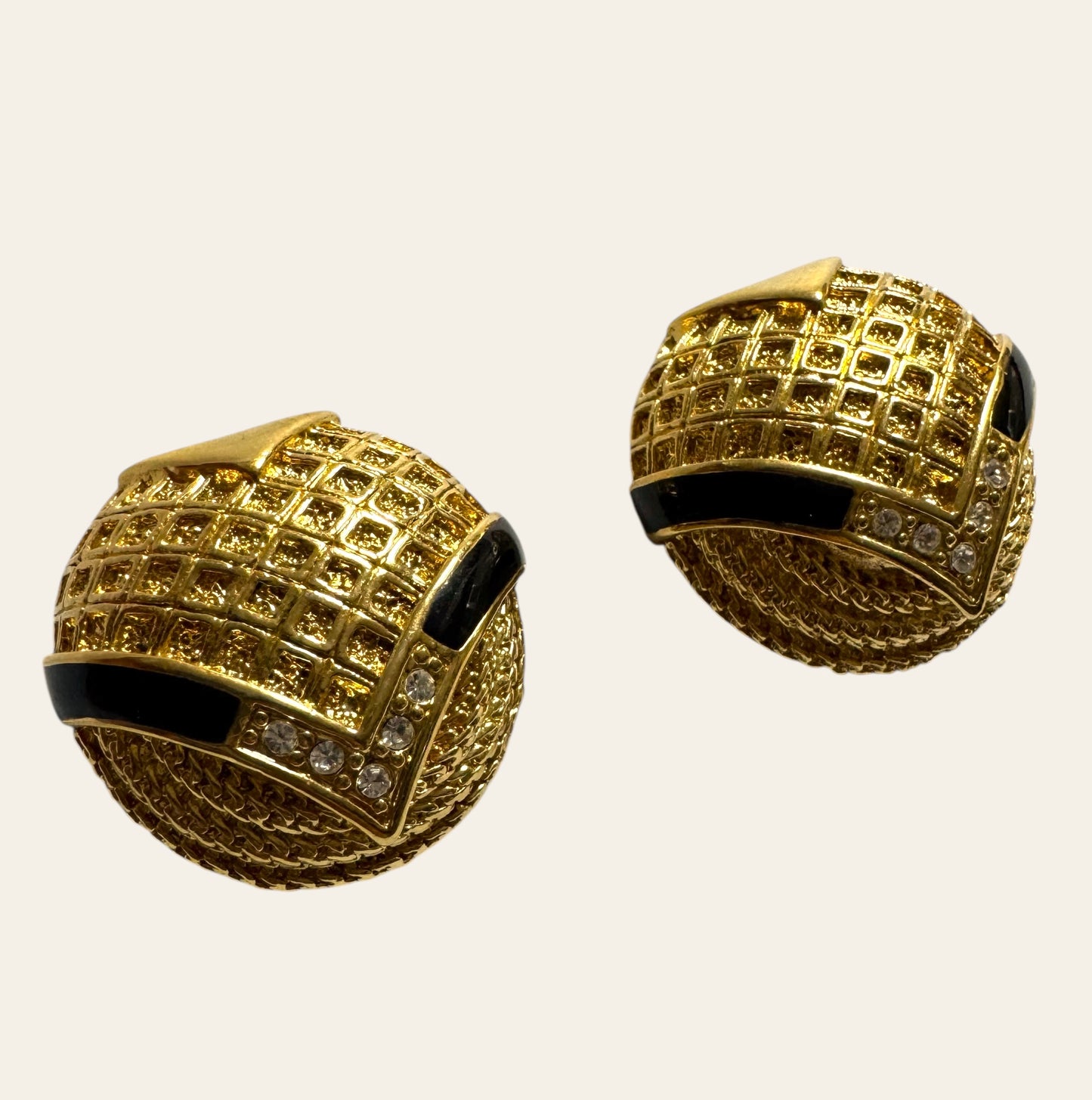 1980's Large Gilded Orbit Clip On Earrings