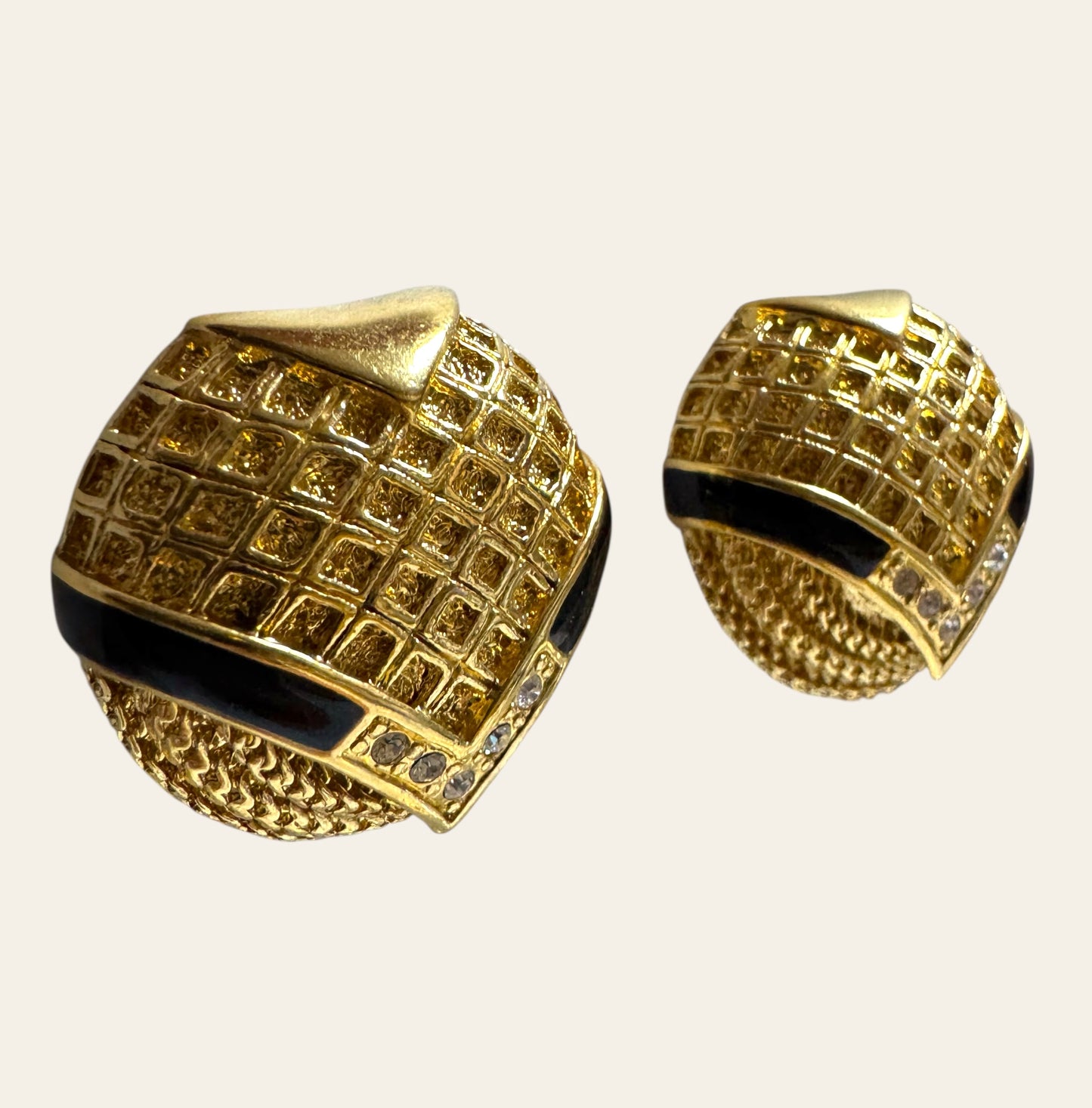 1980's Large Gilded Orbit Clip On Earrings