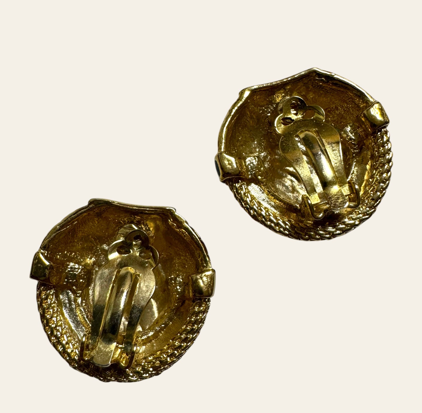 1980's Large Gilded Orbit Clip On Earrings