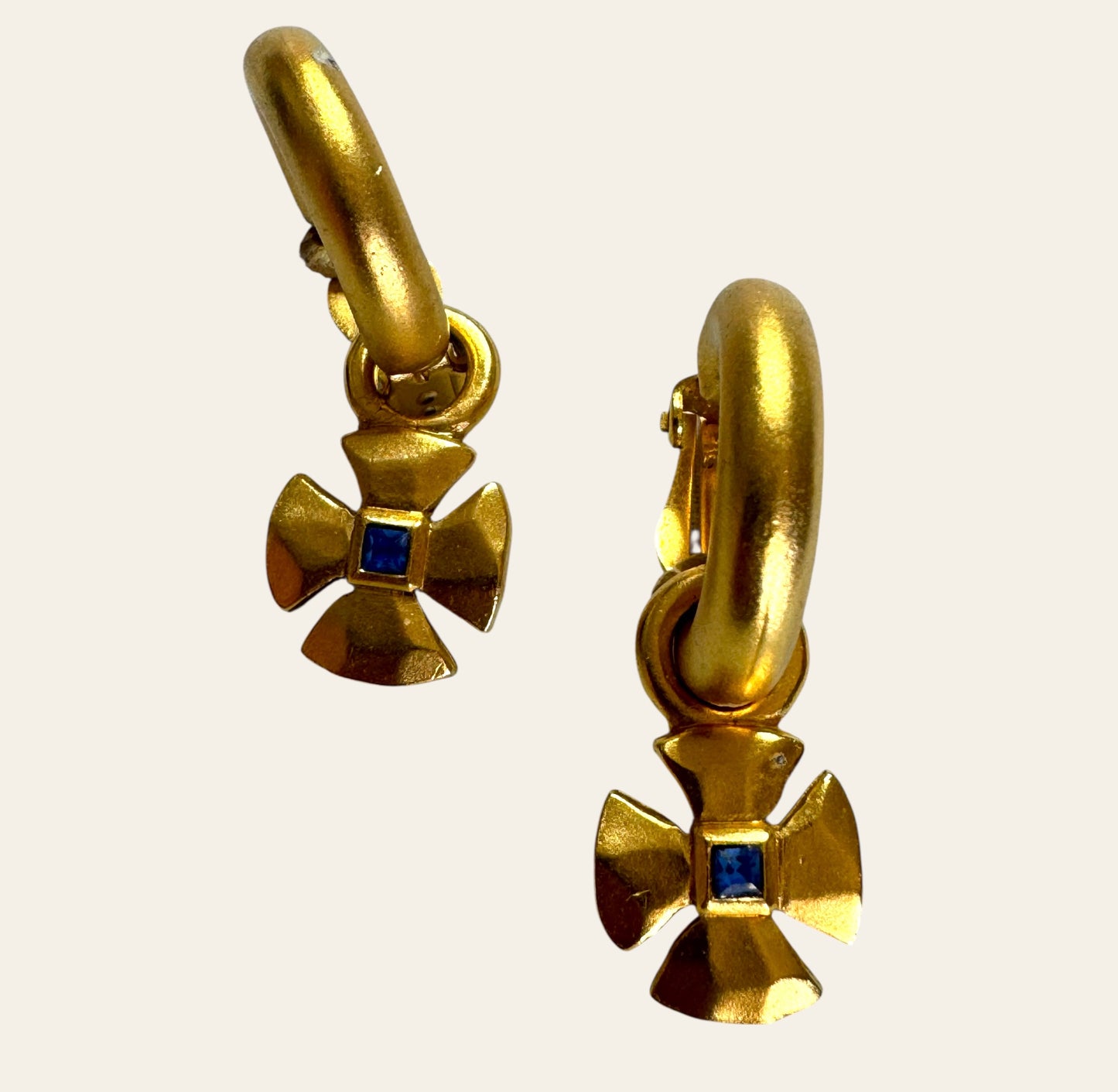 Dangling Maltese Cross Clip On Earrings