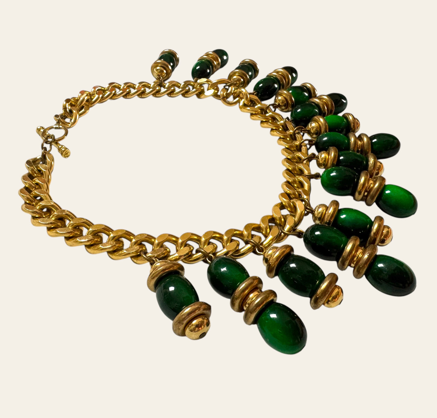 Vintage Massive Chunky Green Collar Necklace