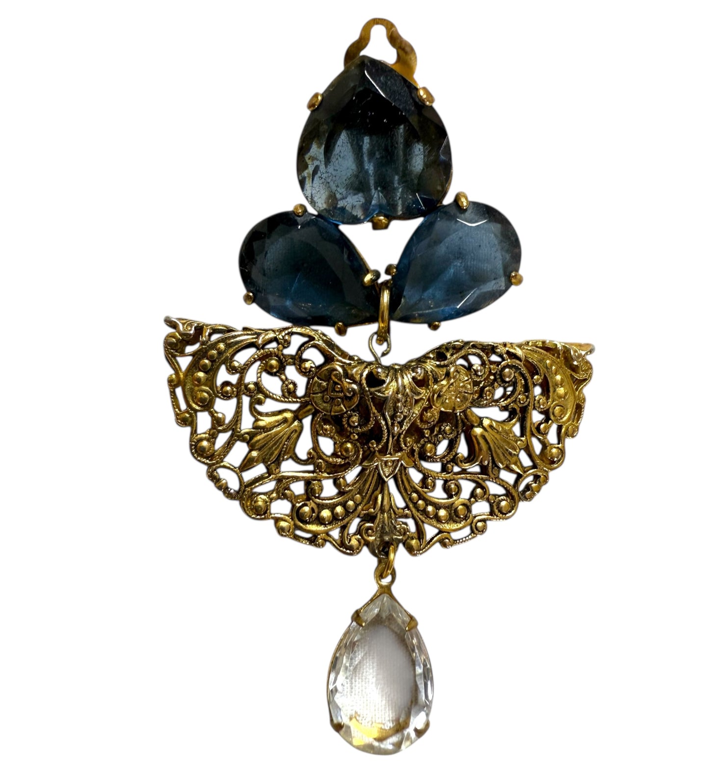 Large Zoe Coste Filigree Drop Clip On Earrings