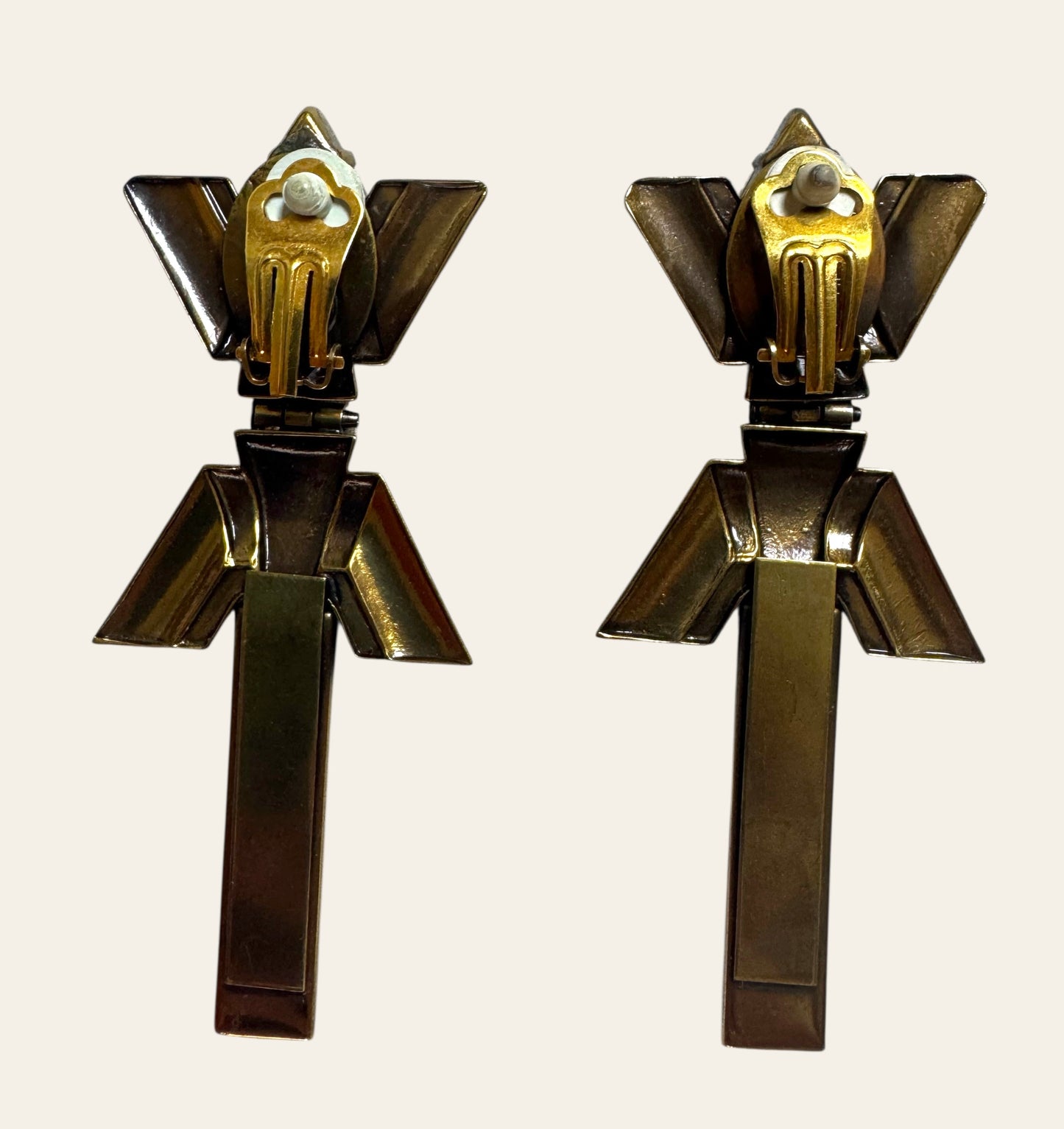 1990's Ermani Bulatti Art Deco Style Clip On Earrings