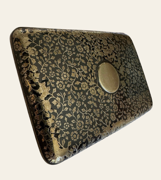 Antique Russian Silver & Niello Floral Cigarette Case (Marked 84, c.1900)