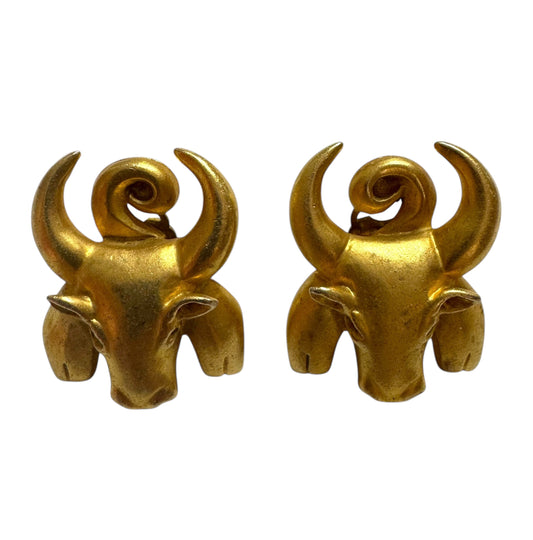 1980s Ram Head Clip On Earrings