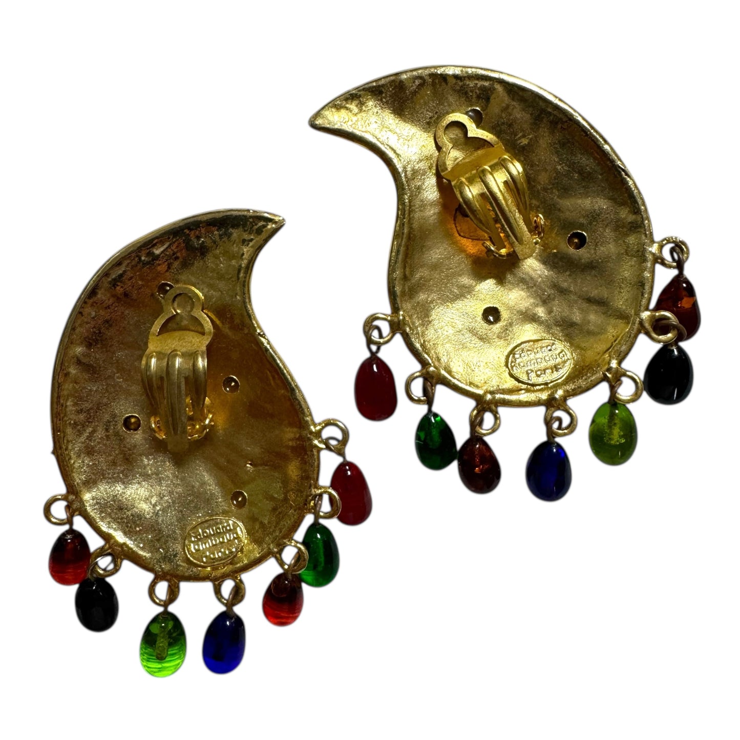 Edouard Rambaud Jeweled Drop Clip On Earrings