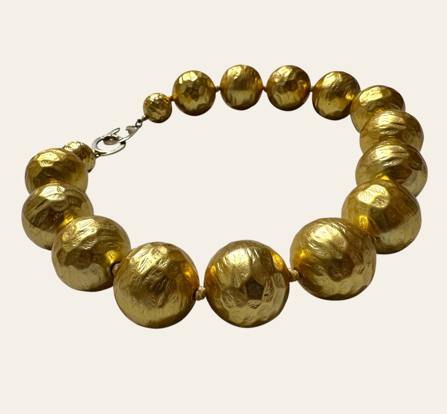 Les Bernard Hammered Gold Tone Necklace And Earrings Set