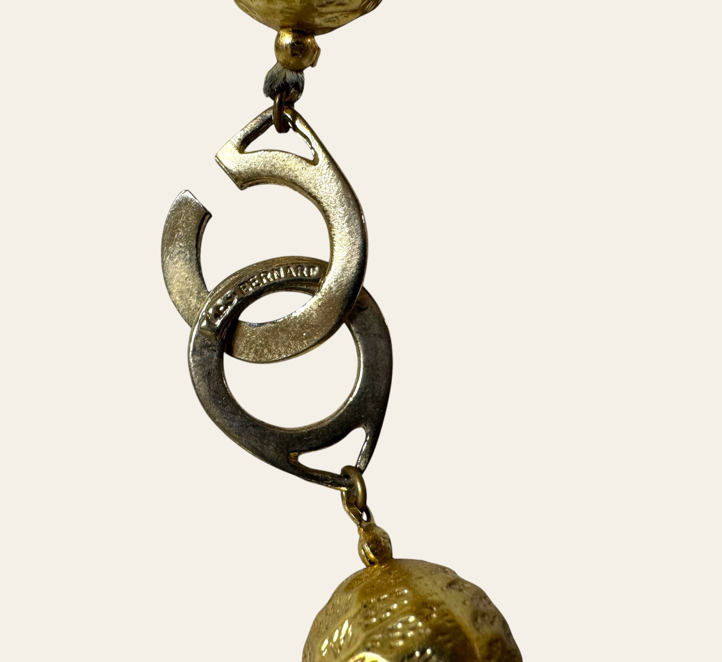 Les Bernard Hammered Gold Tone Necklace And Earrings Set