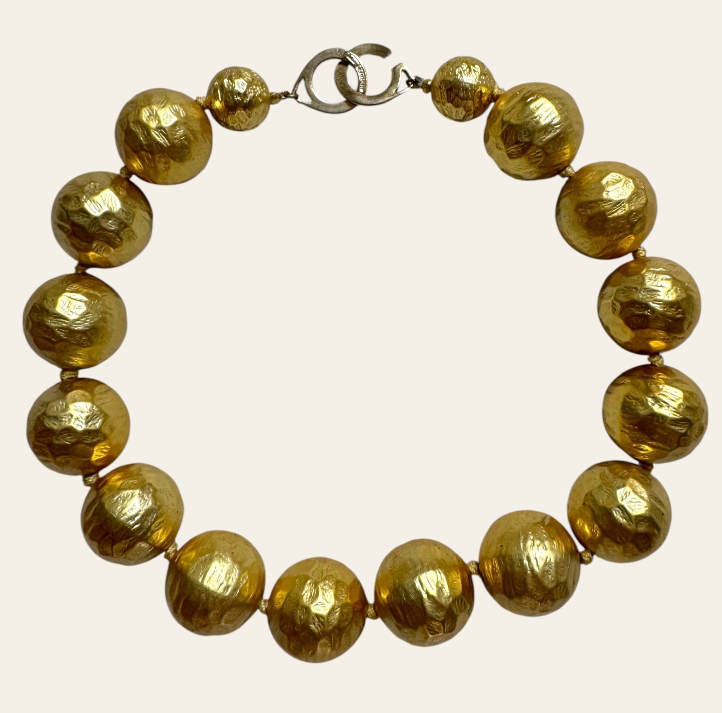 Les Bernard Hammered Gold Tone Necklace And Earrings Set