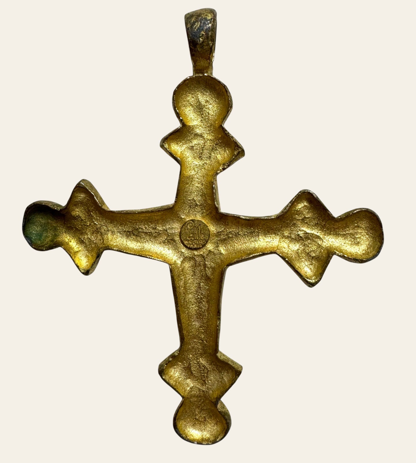 1990s Large Sculptural Cross Pendant