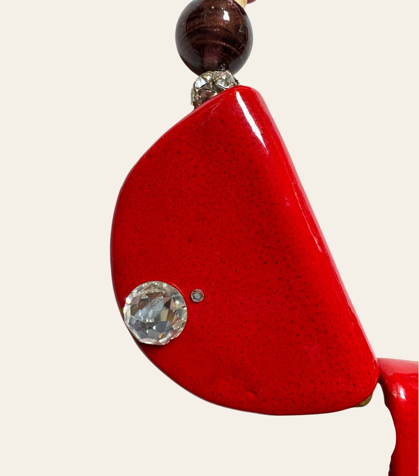 1980's Massive Avant-Garde Red and Wood Statement Necklace