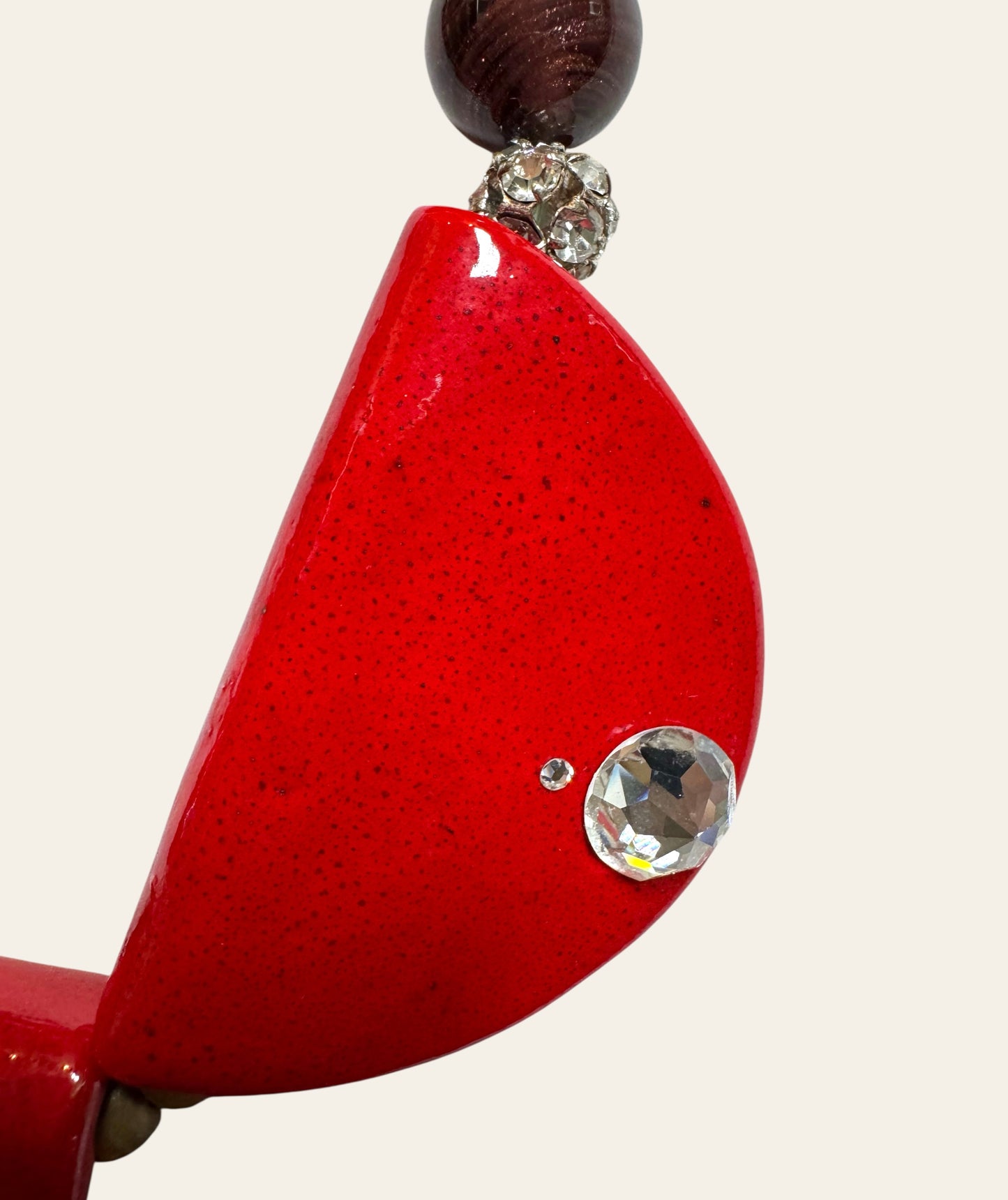 1980's Massive Avant-Garde Red and Wood Statement Necklace