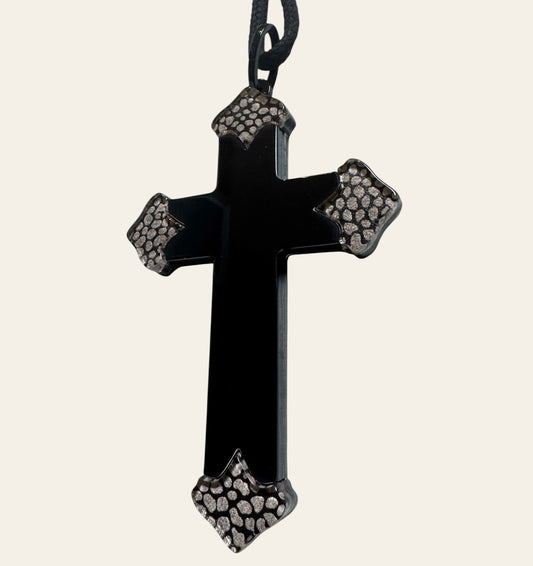 A Massive JMP Laminated Acrylic Cross Pendant
