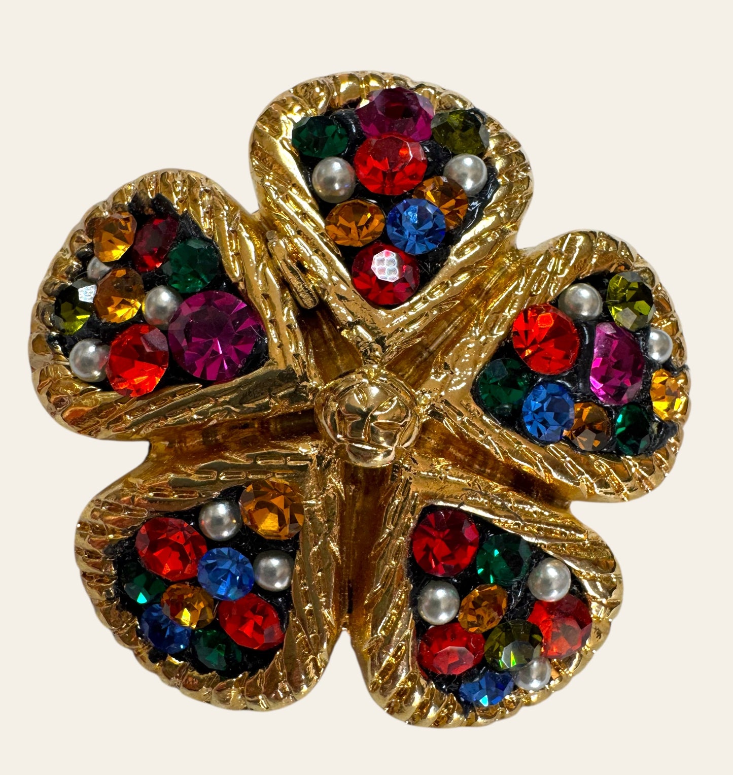 1980's Jacky de G Clover Brooch