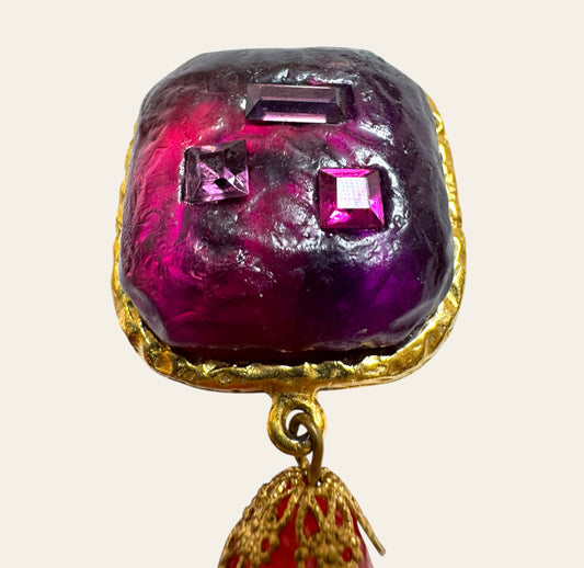 1980s Couture “Fuchsia” Statement Clip On Earrings