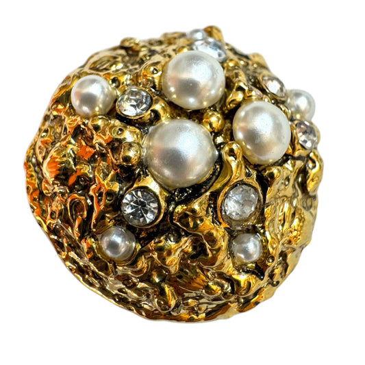 1990s Gilded Domed Clip On Earrings