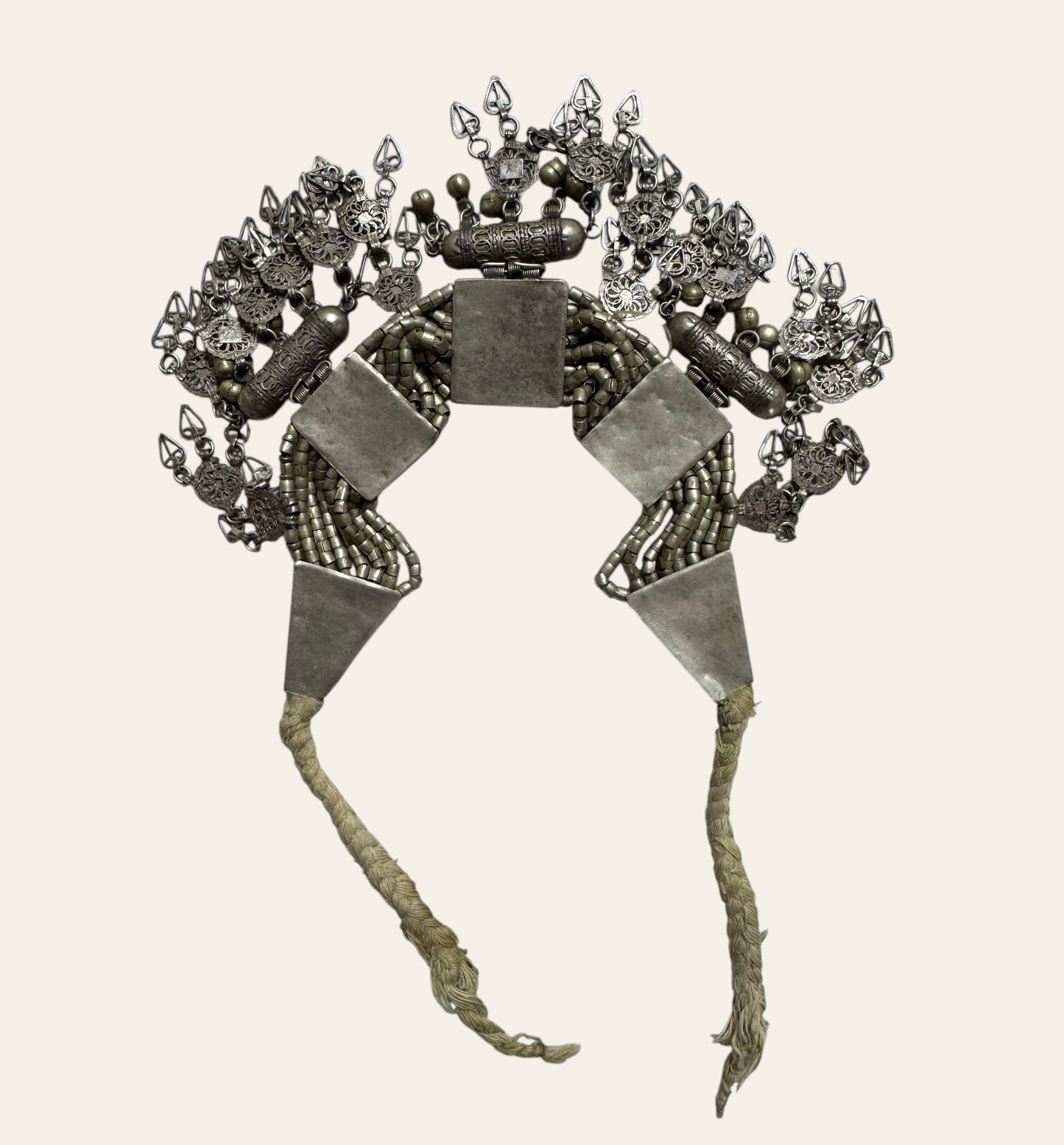 1930s Massive Antique Yemeni Tribal Silver Choker Necklace