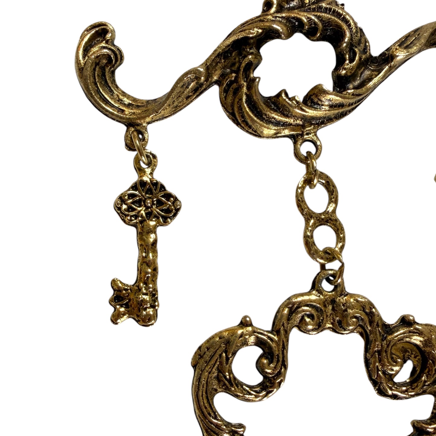 1960s 1970s XXL Rococo Lock & Key Statement Necklace