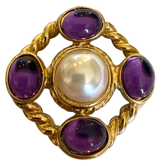 1980's Purple Pierced Earrings