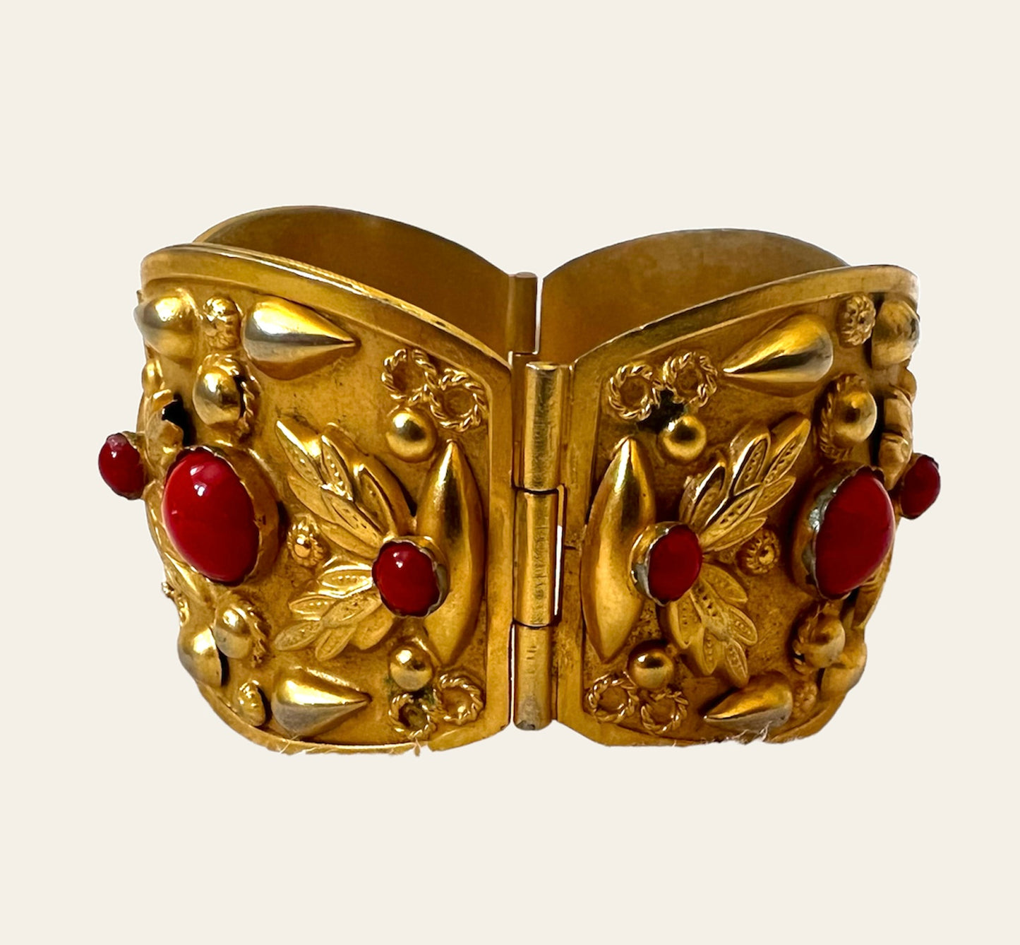 Decorative Rich Gold Bracelet with Red Beads