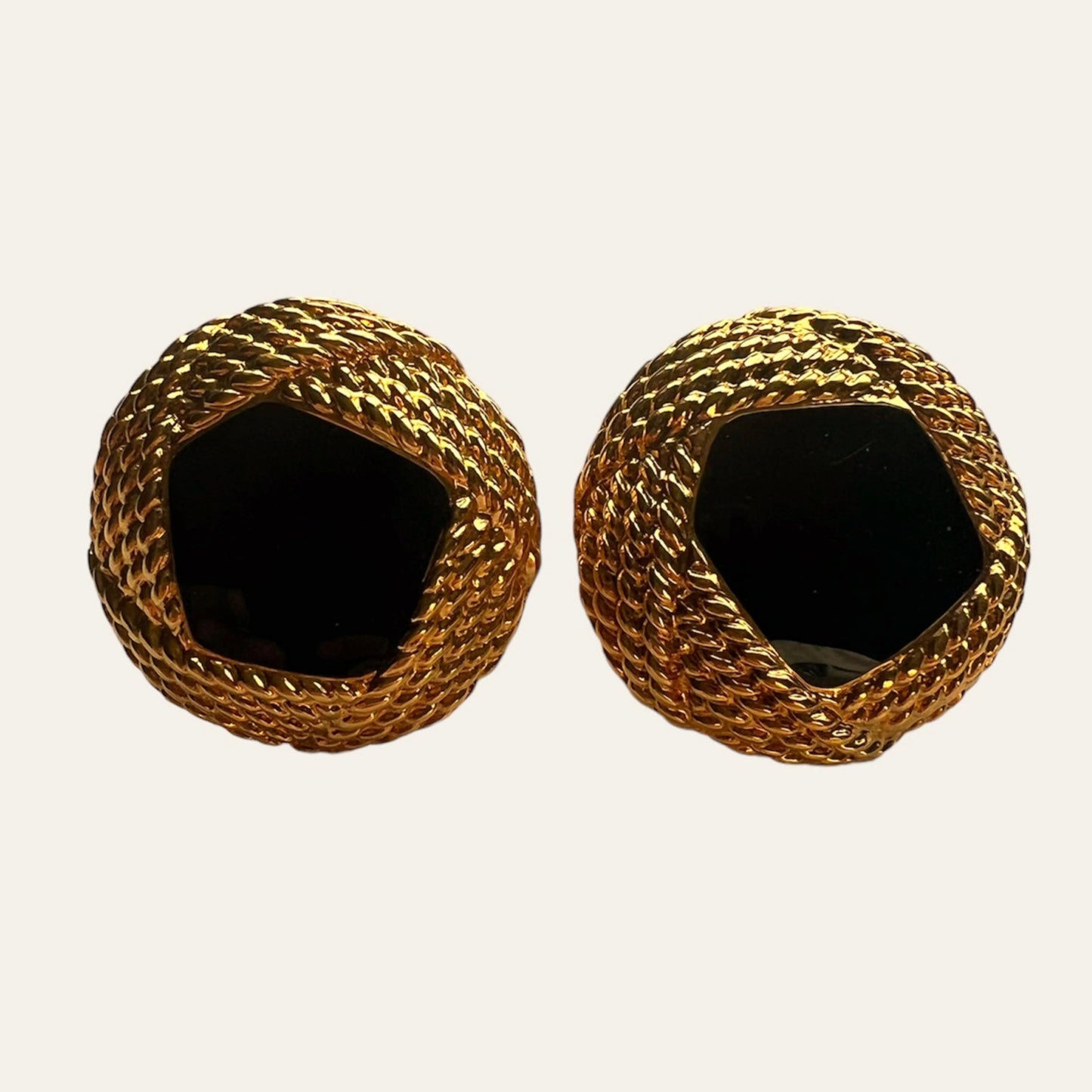 Petite Monet Black & Gold Tone Clip On earrings