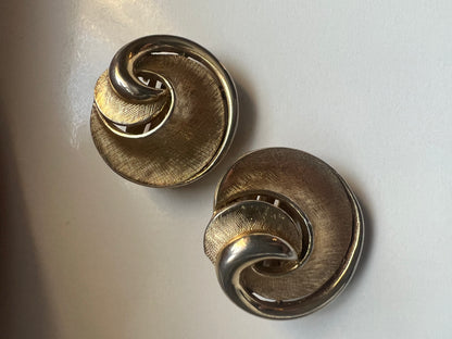 1950's Crown Trifari Swirl Design Clip On Earrings