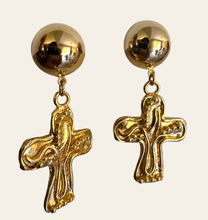 Norma Jean Cross Drop Clip On Earrings