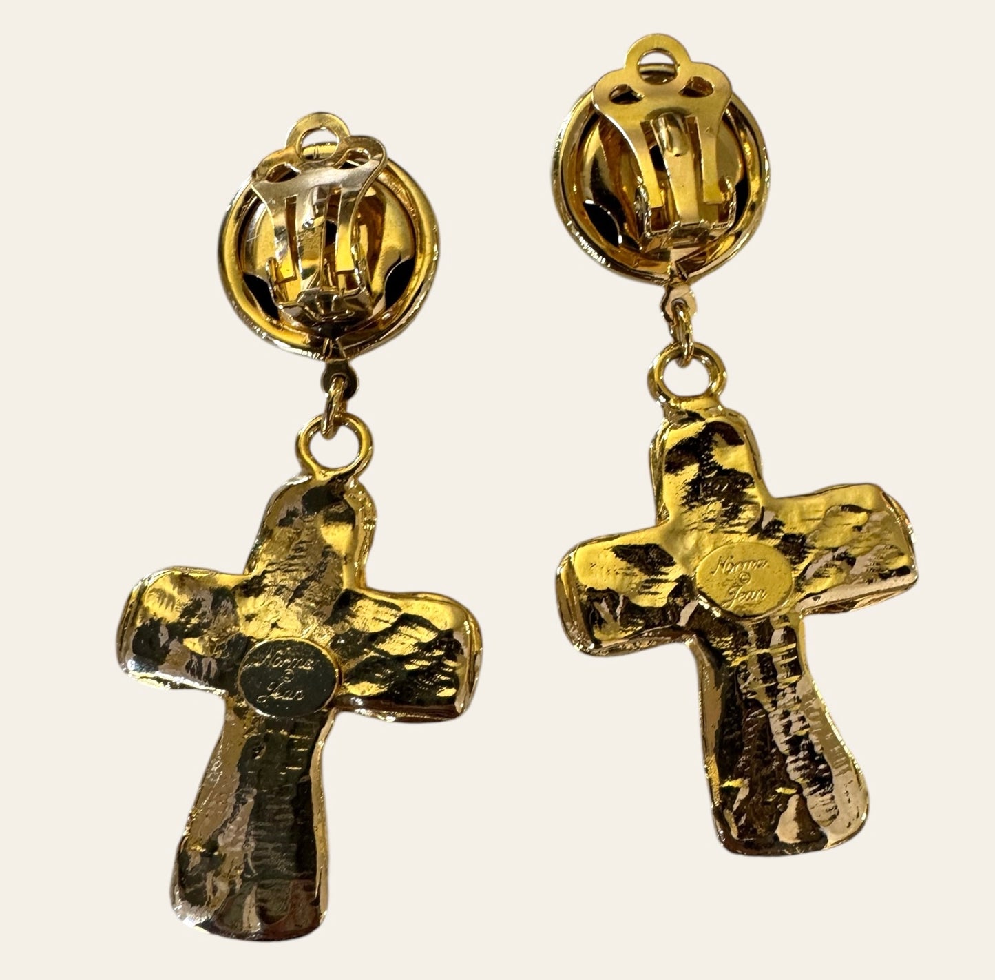 Norma Jean Cross Drop Clip On Earrings