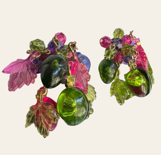 Germany Fruit Leaves Clip On Earrings