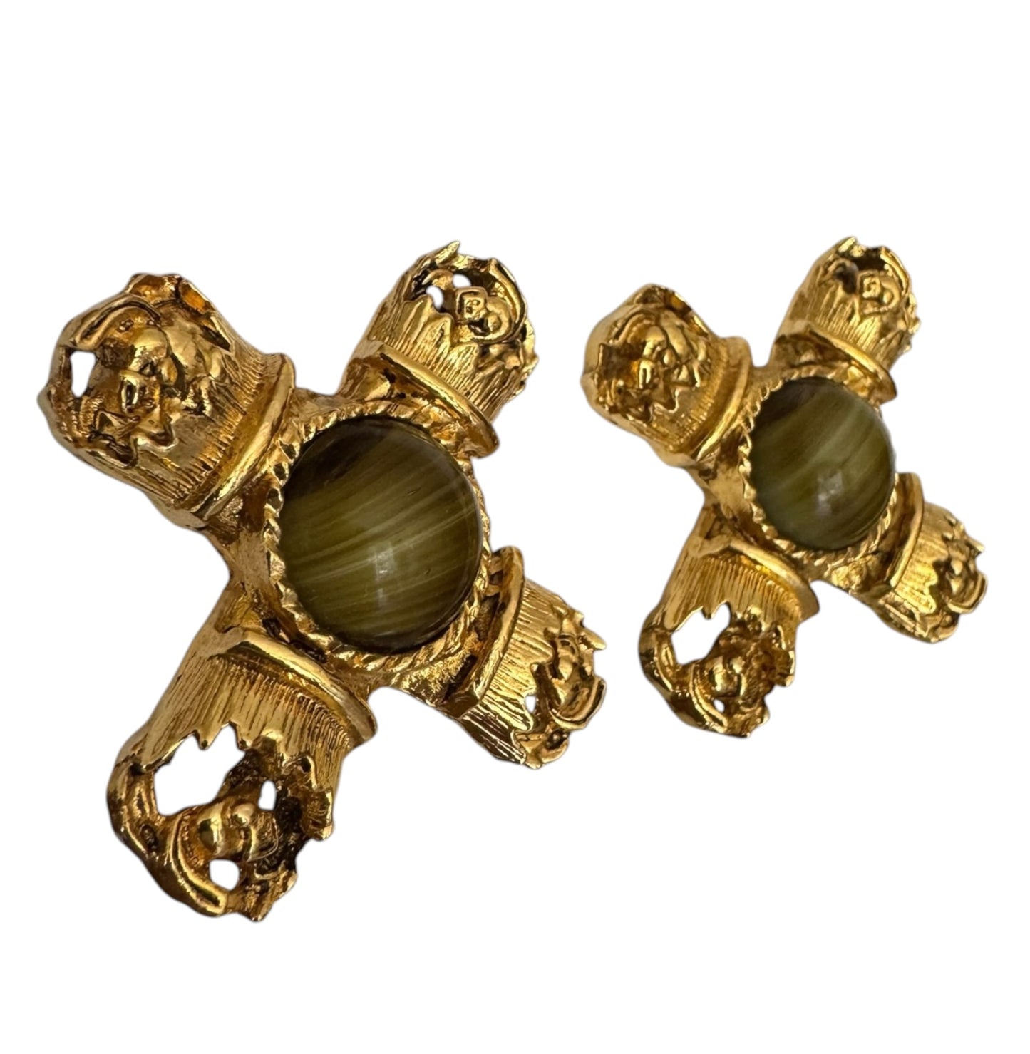 1980's Byzantine Revival Clip On Earrings