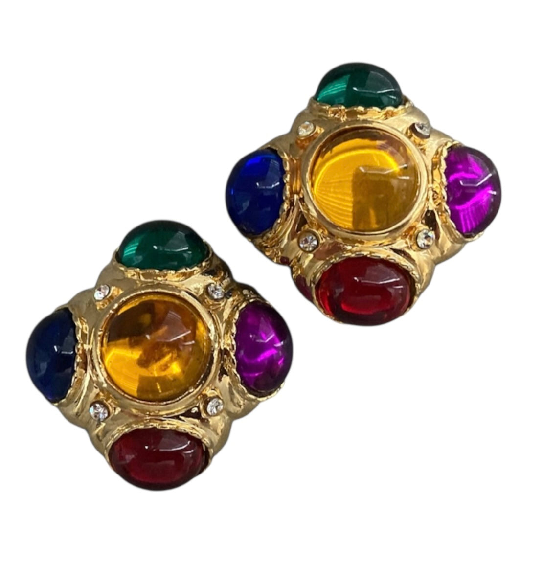 1980's Large Gripoix Style Clip On Earrings