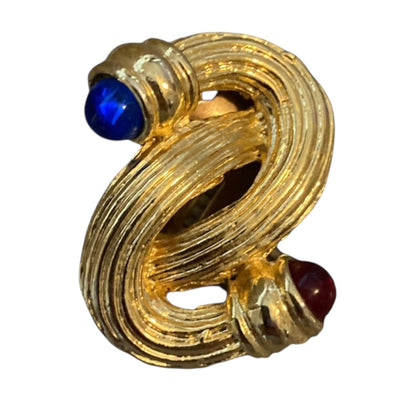 1980's Gold Tone Swirl Clip On Earrings