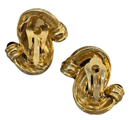 1980's Gold Tone Swirl Clip On Earrings