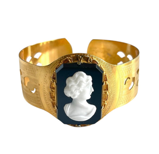 Cameo Gold tone Cuff Bracelet