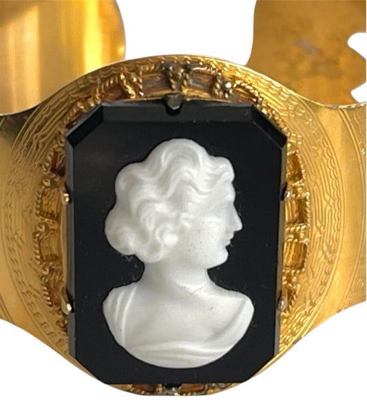 Cameo Gold tone Cuff Bracelet