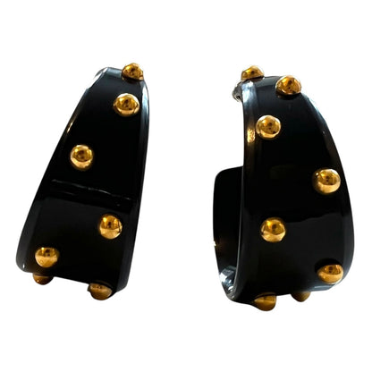 Alexis Bittar Chunky Gold Polka dot Hoops Statement Earrings