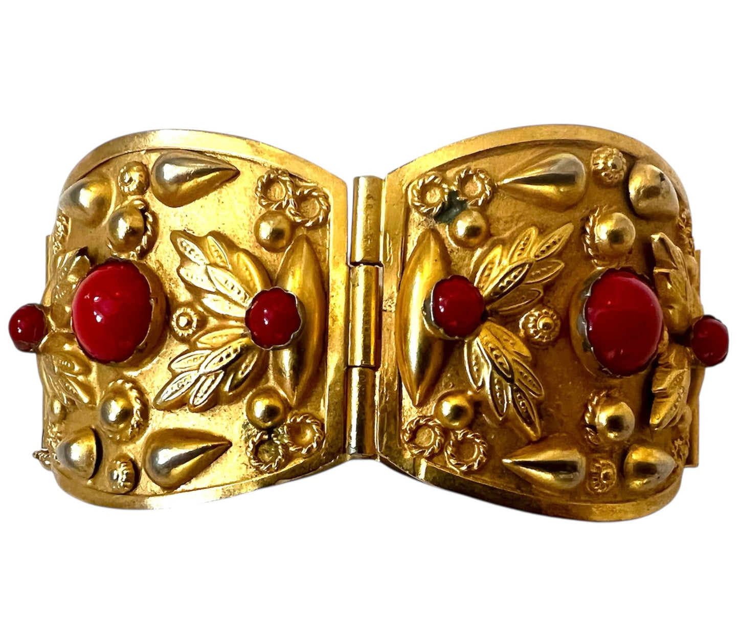 Decorative Rich Gold Bracelet with Red Beads
