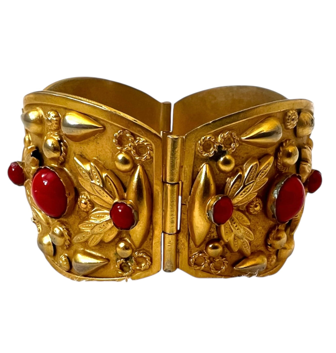 Decorative Rich Gold Bracelet with Red Beads