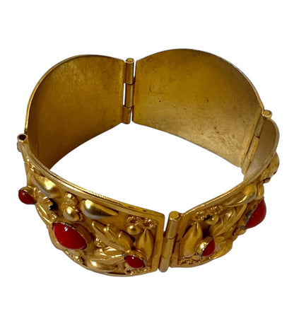 Decorative Rich Gold Bracelet with Red Beads