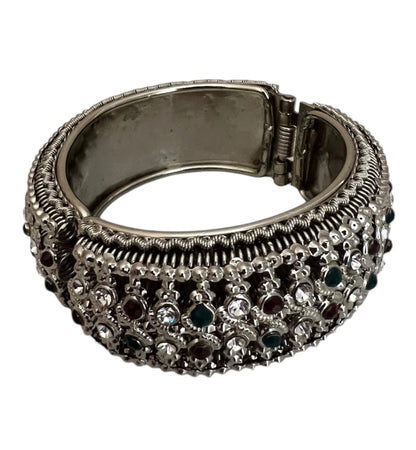 Silver Tone Bangle with Rhinestones